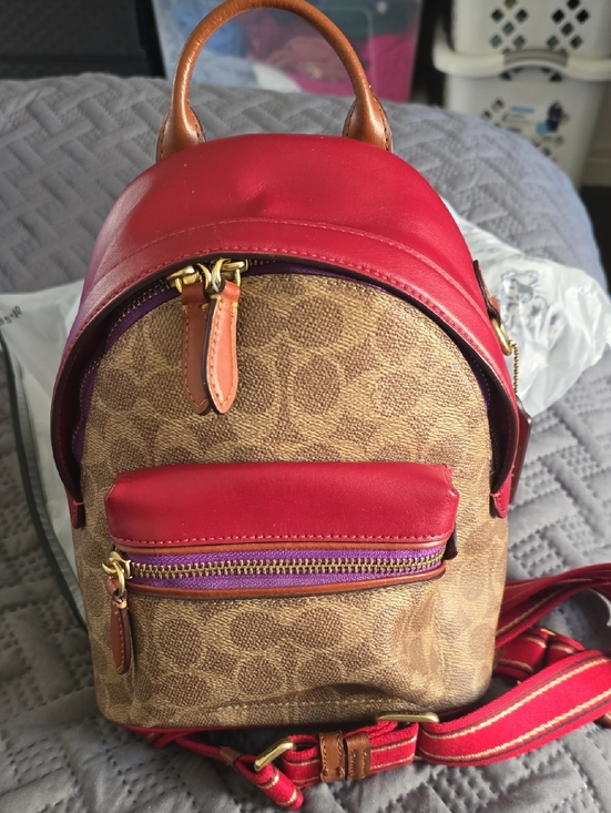 Coach Women’s Mini Backpack - Red and Tan Designer-Style Satchel C5285